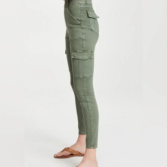 spanx stretch twill ankle cargo pant tight leggings pockets sage green NWT - Picture 5 of 12